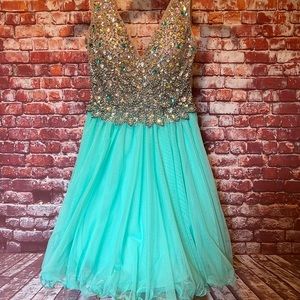 Seafoam Green Bedazzled Tulle Blondie NitesBy Stacy Sklar Dress NWT Size 3